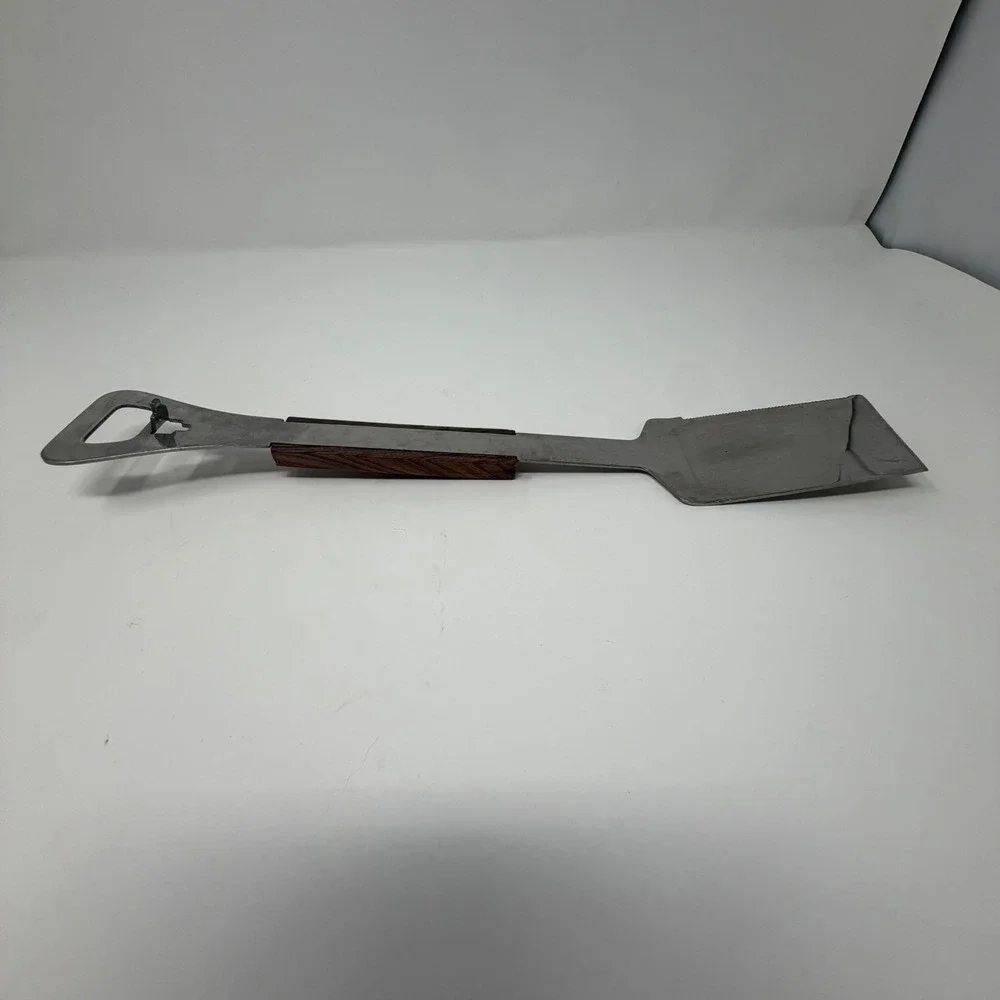 Vermco Stainless Steel Spatula‎ Wood Handle Bottle Opener Serrated Edge Japan